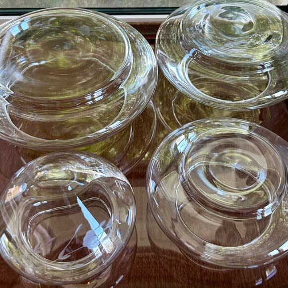 Princess House 4 Piece Etched Glass Stacking Christmas Tree With Original Box - Picture 4 of 14